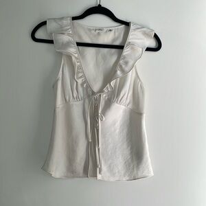 Aritzia Tonka Satin Blouse - Light Birch